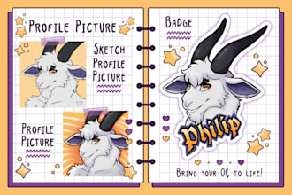 draw a furry profile picture or badge