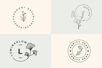 do hand drawn botanical boho spa yoga  feminine cosmetic hair salon  logo design
