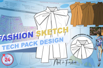 draw cad fashion flats and technical drawings