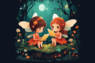 create cute children story book illustration and  cover