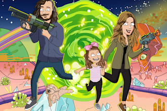 draw you as rick and morty characters as mother s day gift