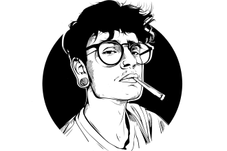draw realistic black and white line art vector illustration