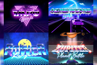 create 80s logo in futuristic style of vintage retro  designs