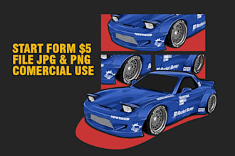 make vector car illustration for tshirt