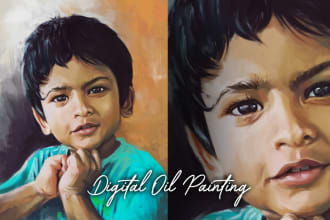 draw your child as a realistic digital oil painting portrait