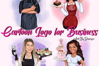 draw cook cartoon portrait, chef logo kitchener design