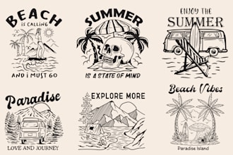 do vintage retro hand drawn surf style illustration for t shirt design