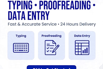 do content writing, typing, proof reading
