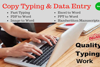 do fast typing job, data entry, ms word pro typist and etc