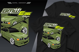 draw vector illustration automotive for t shirt design