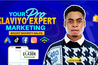 setup klaviyo marketing, klaviyo flows or ecommerce marketing for shopify store