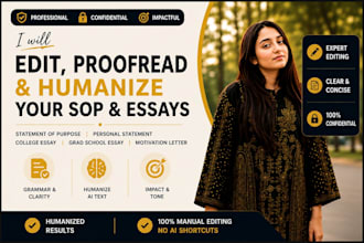 edit and proofread sop, personal statement, and college essay