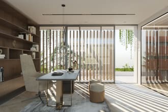 design and 3d render home office, commercial offices workspace, or retail space