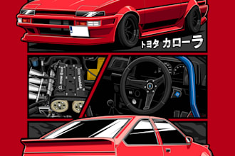 draw cars, motorcycles, or other vehicles in vector illustration style