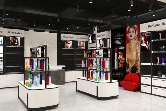 create retail shop interior, cosmetics and any store design