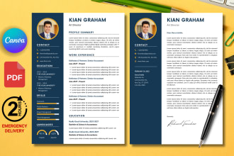 make professional CV, cover letter, resume design on canva editable