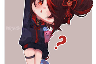 draw cute chibi art of you, your oc, anime character or vtuber