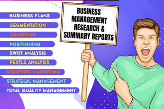 do project management, marketing, total quality management and business plans