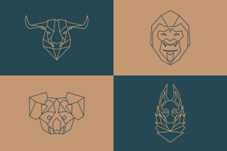 design custom unique geometric minimalist polygonal modern line art animal logo
