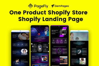 build shopify dropshipping store, landing page by pagefly, gempages, replo
