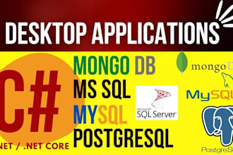 do c sharp dot net desktop applications with mongodb, mssql, postgresql or mysql