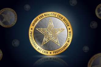 do a creative coin design for your token,  unique 3d vector coin design