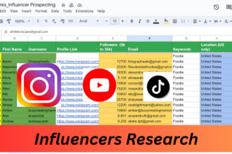 find instagram,youtube,tiktok list,influencer marketing