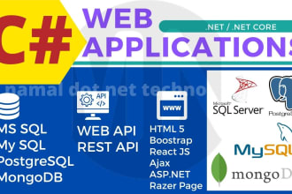 do c sharp dot net web applications with mongodb, mssql, postgresql or mysql