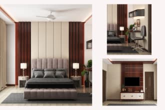 do interior of your living room, kitchen, bedroom, and bath