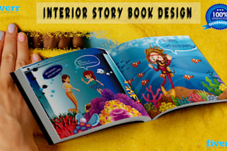 do children story book interior illustration