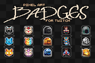 create twitch sub badges in pixel art style