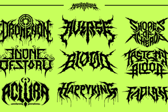 create metal, death metal logo for band, letter, font design