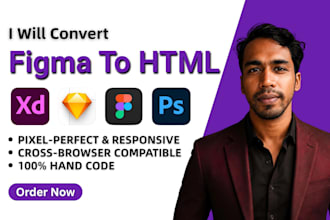 convert figma to html, psd to html with responsive