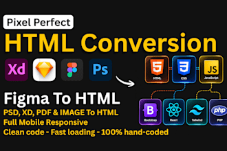 convert figma to html, psd to html with responsive