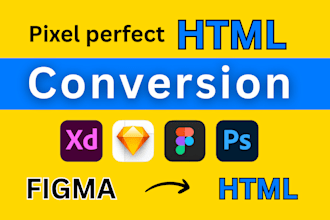 convert figma to html css, psd to html css with responsive website
