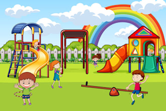 design colorful kids story book illustration