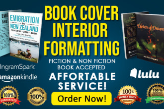 do book cover, book layout formatting, ebook conversion