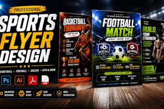 design professional sports event flyer, basketball, football, soccer, gym poster