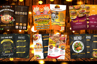 do editable food menu, restaurant menu, menu board, food flyer, price list