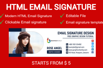 create html email signature, clickable html email signature for gmail, outlook
