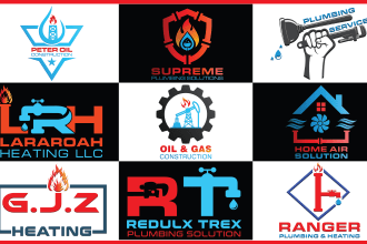 do plumbing cleaning heating air conditioning hvac oil gas logo design