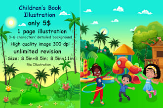 create awesome children book illustration and book cover