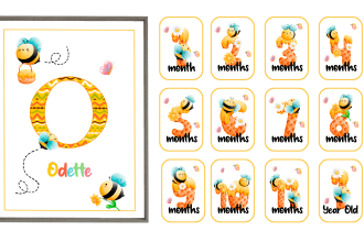 create cute baby monthly milestone cards, printable and for resale