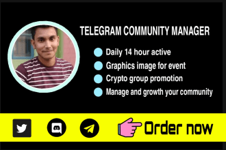 be crypto telegram and discord project  admin or moderator