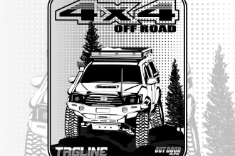 line art car automotive, vechile, jdm and 4x4
