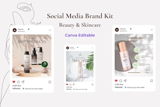 design a social media brand kit for beauty and skincare brands on canva
