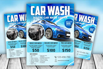 design car wash car rental and detailing flyer design