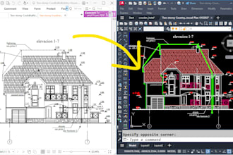 draw handsketch, image, pdf, blue print, jpg, png in autocad