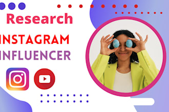 research  youtube,instagram influencer of any category