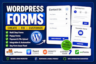 create or fix wpforms, fluent forms, contact form 7 or gravity form